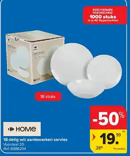 Carrefour 18-delig wit aardewerken servies aanbieding