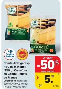Carrefour Comté AOP geraspt aanbieding