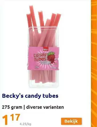 Action Beckys Candy Tubes aanbieding