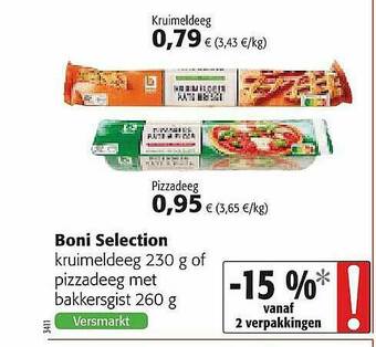 Colruyt Boni Selection Kruimeldeeg Of Pizzadeeg Met Bakkersgist aanbieding