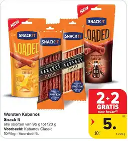 Carrefour Worsten Kabanos Snack !t aanbieding