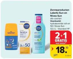 Carrefour Zonneproducten Labello Sun en Nivea Sun aanbieding