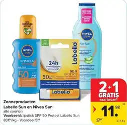 Carrefour Zonneproducten labello sun en nivea sun aanbieding
