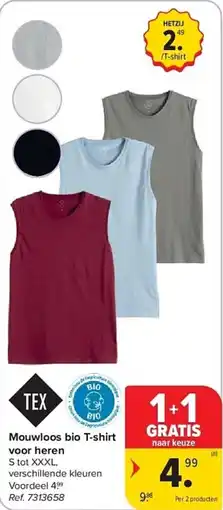 Carrefour Mouwloos bio T-shirt voor heren aanbieding