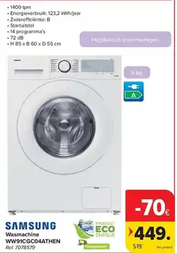 Carrefour Samsung Wasmachine WW91CGC04ATHEN aanbieding