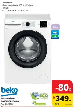 Carrefour Beko Wasmachine BM3WFT3841W aanbieding