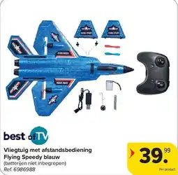 Carrefour Vliegtuig met afstandsbediening flying speedy blauw aanbieding