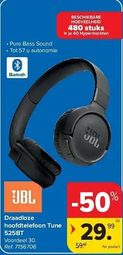 Carrefour JBL Draadloze hoofdtelefoon Tune 525BT aanbieding