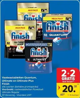 Carrefour Vaatwastabletten quantum ultimate en ultimate plus finish aanbieding