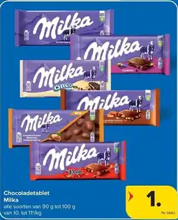 Carrefour Chocoladetablet milka aanbieding