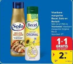 Carrefour Vloeibare margarine becel solo en bertolli aanbieding