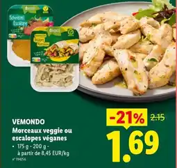 Lidl Vemondo morceaux veggie ou escalopes véganes aanbieding