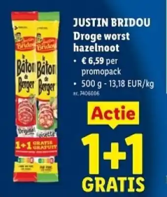 Lidl Justin bridou droge worst hazelnoot aanbieding