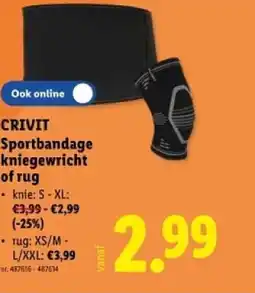 Lidl Crivit sportbandage kniegewricht of rug aanbieding