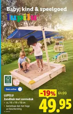 Lidl Lupilu Zandbak met zonnedak aanbieding