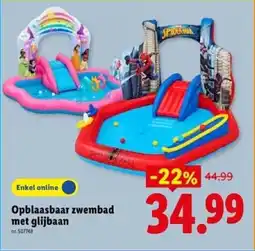 Lidl Opblaasbaar zwembad met glijbaan aanbieding