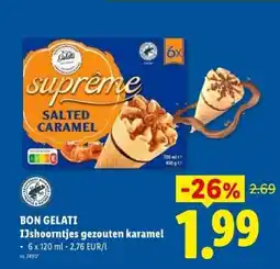 Lidl Bon gelati ijshoorntjes gezouten karamel aanbieding