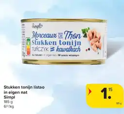 Carrefour Market Stukken tonijn listao in eigen nat Simpl aanbieding