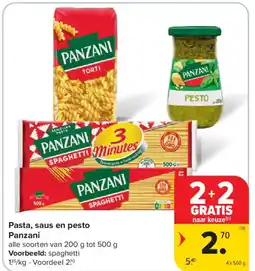 Carrefour Market Pasta, saus en pesto Panzani aanbieding