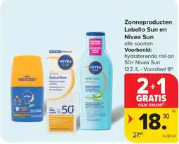 Carrefour Market Zonneproducten Labello Sun en Nivea Sun aanbieding