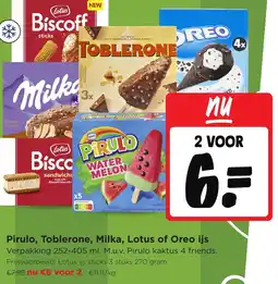 Jumbo Pirulo, Toblerone, Milka, Lotus of Oreo ijs aanbieding