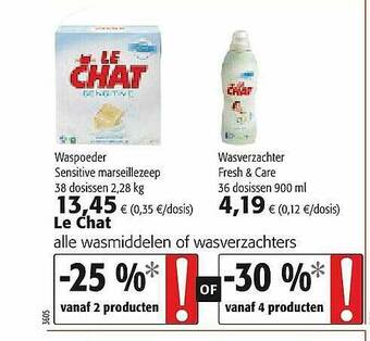 Colruyt Le Chat Wasmiddelen Of Wasverzachters aanbieding