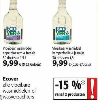 Colruyt Ecover Vloeibare Wasmiddelen Of Wasverzachters aanbieding