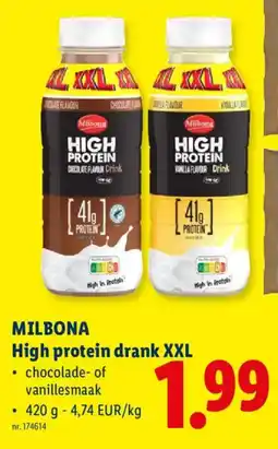 Lidl Milbona high in protein drank xxl aanbieding