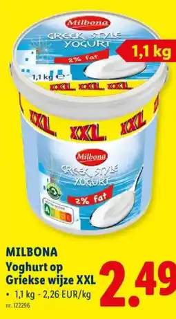 Lidl Milbona yoghurt op griekse wijze xxl aanbieding