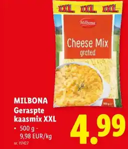 Lidl Milbona geraspte kaasmix xxl aanbieding