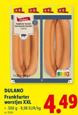 Lidl Dulano frankfurter worstjes xxl aanbieding