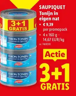 Lidl Saupiquet tonijn in eigen nat aanbieding