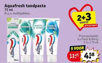 Kruidvat Aquafresh tandpasta aanbieding