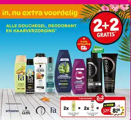 Kruidvat 2x Fa douche Pistachio & Honey + 2x Gliss shampoo Total Repair aanbieding