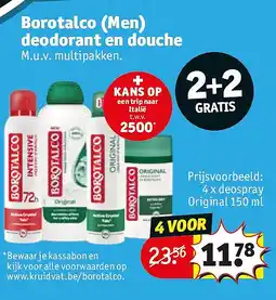 Kruidvat Borotalco (Men) deodorant en douche aanbieding