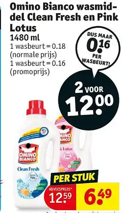 Kruidvat Omino Bianco wasmid- del Clean Fresh en Pink Lotus aanbieding