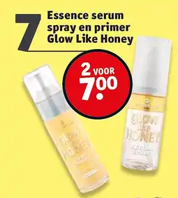 Kruidvat Essence serum spray en primer Glow Like Honey aanbieding