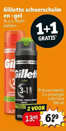 Kruidvat Gillette scheerschuim en -gel aanbieding