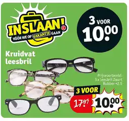 Kruidvat 3 x leesbril Zwart Rubber +2.5 aanbieding