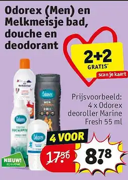 Kruidvat Odorex (Men) en Melkmeisje bad, douche en deodorant aanbieding