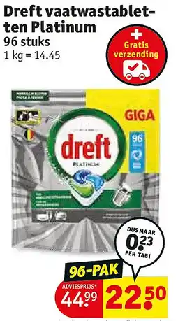 Kruidvat Dreft vaatwastablet- ten Platinum aanbieding