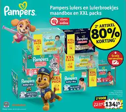 Kruidvat 2 x Baby-dry Paw Patrol luiers Maandbox maat 4 222 stuks aanbieding