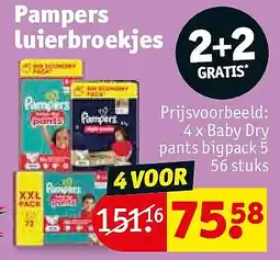 Kruidvat 4 x Baby Dry pants bigpack 5 56 stuks aanbieding
