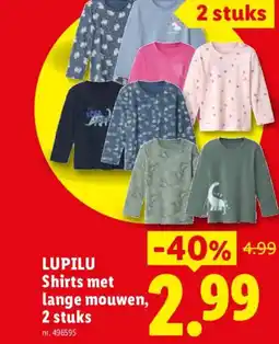 Lidl Lupilu shirts met lange mouwen aanbieding