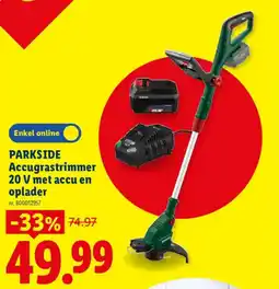 Lidl Parkside accugrastrimmer 20 v met accu en oplader aanbieding