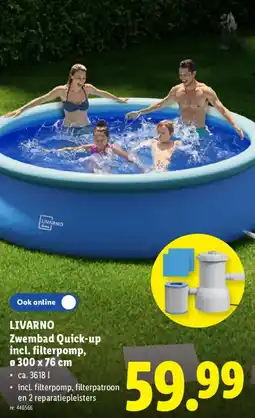 Lidl Livarno zwembad quick-up incl. filterpomp aanbieding