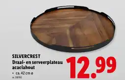 Lidl Silvercrest draai en serveerplateau acaciahout aanbieding