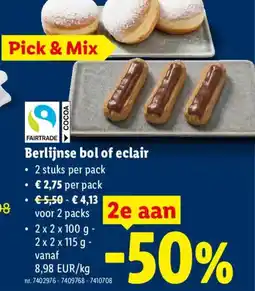 Lidl Berlijnse bol of eclair aanbieding