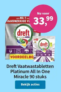 Plein.nl Dreft Vaatwastabletten Platinum All In One Miracle aanbieding