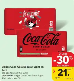 Carrefour Market Blikjes Coca-Cola Regular, Light en Zero aanbieding